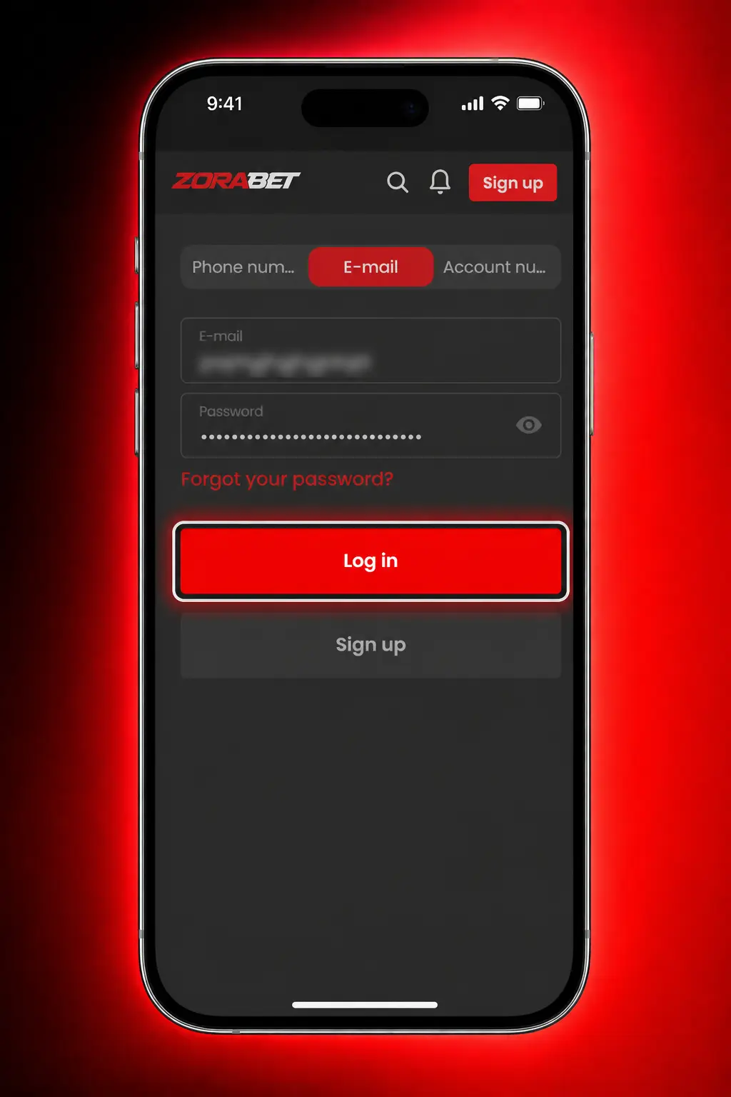 Prijava na ZoraBet mobilnoj aplikaciji za Android sa pristupom nalogu, klađenju i bonusima